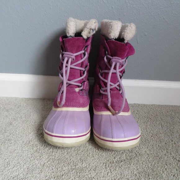 Sorel Little Girl Waterproof Winter Snow Boots Size 3 Purple Snowflake - Picture 4 of 9